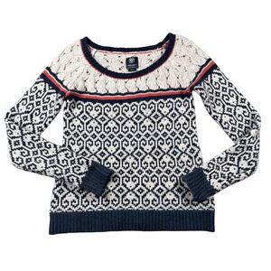 Old Navy Sweater Womens SMALL Pullover Long Sleeve Crochet Wool Alpaca Blend